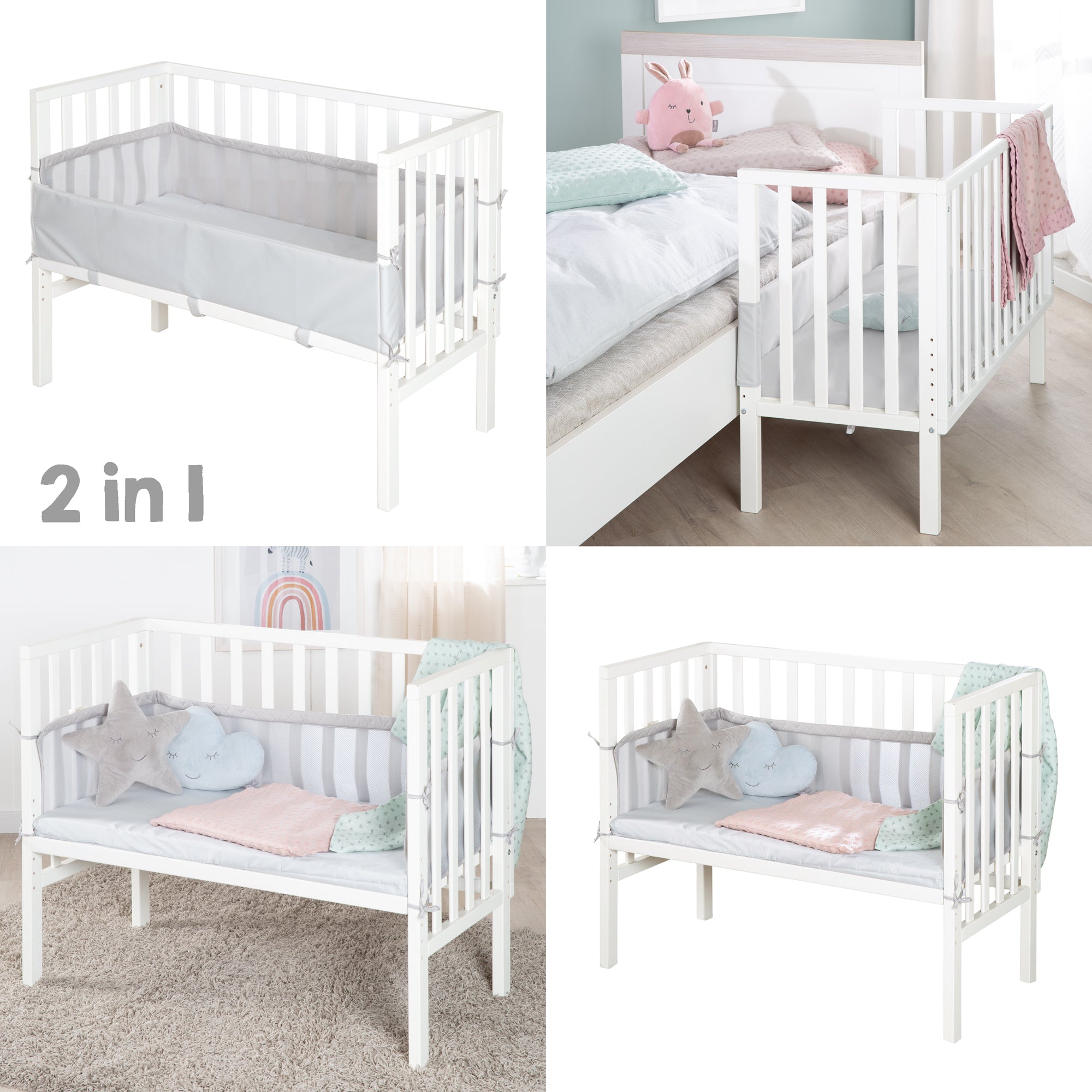 Roba 8970WE8V230 Beistellbett 2in1 roba Style grau weiß – Stubenbetten - Bild 5 Roba 8970WE8V230 Beistellbett 2in1 roba Style grau weiß – Stubenbetten - Produktbild 5