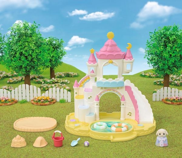 Sylvanian Families 5746 Erlebniskindergarten Sandkasten und Pool Gras, Spielbereich im Freien, Draußen, Spielbereich, Rasen