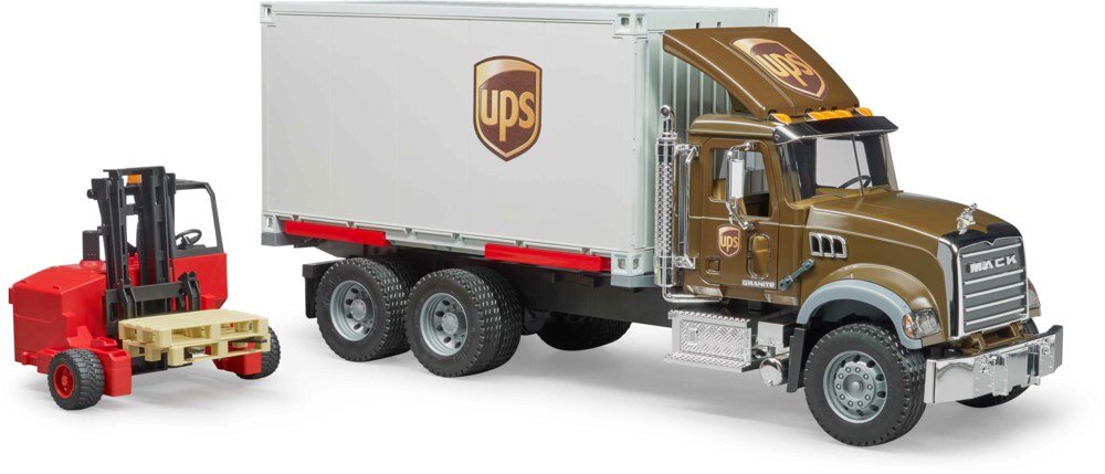 Bruder 02828 Mack Granite Ups Logistik-Lkw Mit Mitnahmestapler Bruder, 02828, Mack, Granite, Ups, Logistik-Lkw, Mit, Mitnahmestapler, lkw, Fahrzeug, Anhänger-LKW, Maschine, Rad