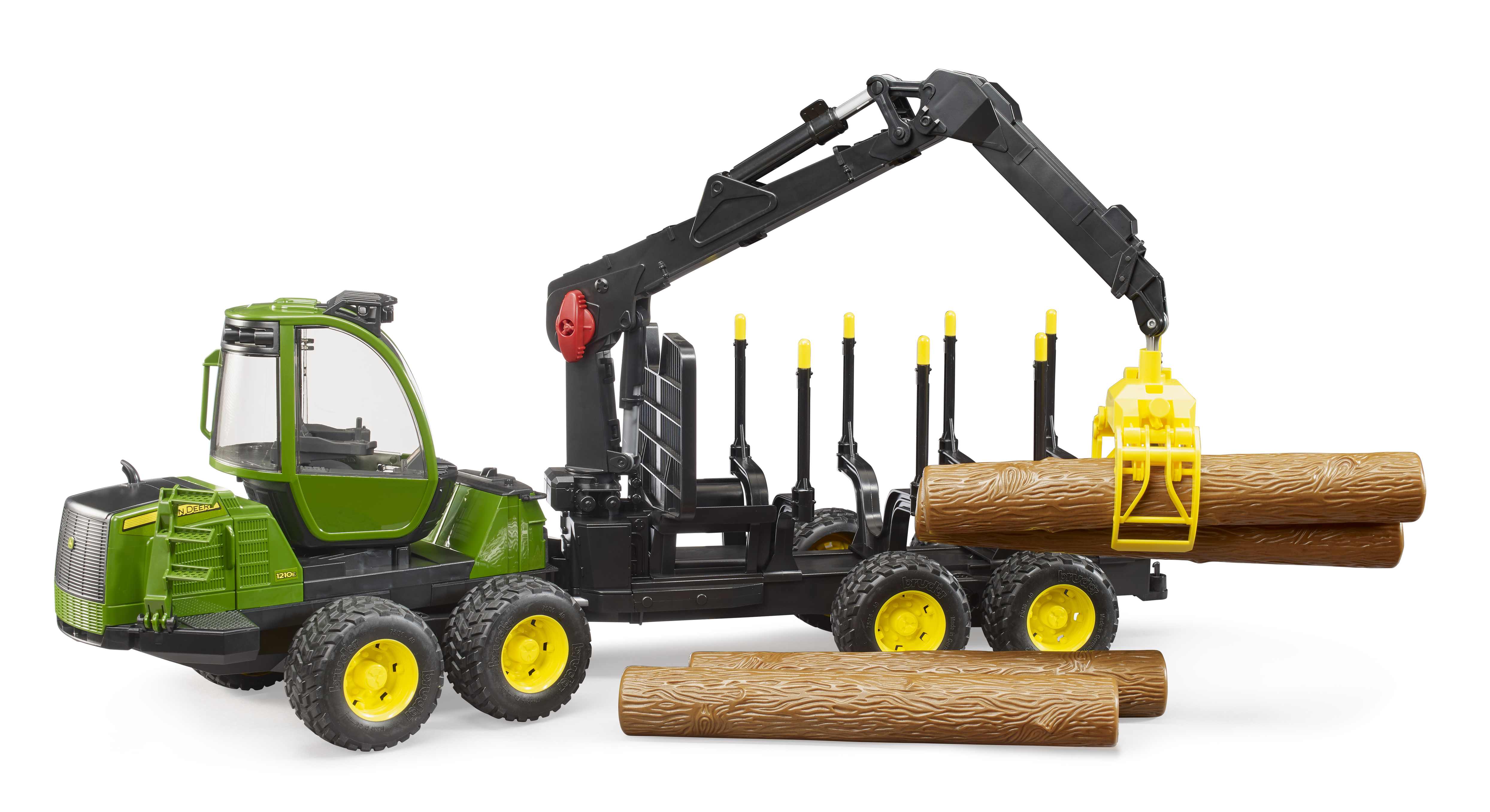 BRUDER 02133 - John Deere 1210E Rückezug mit 4 Baumstämmen und Holzgreifer