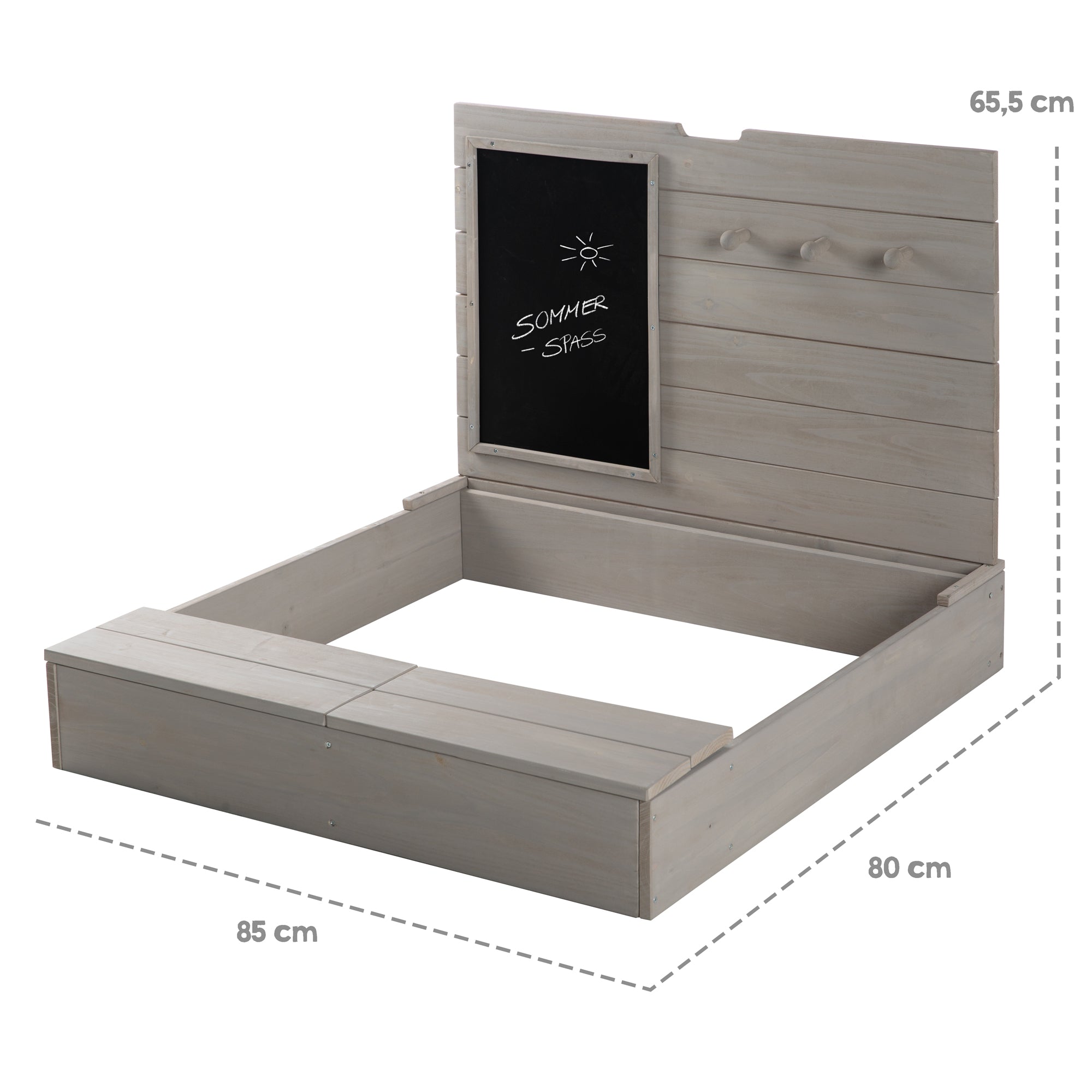 Roba 456011GA Sandkasten mit Deckel, Tafel & Haken grau – Outdoor + - Bild 7 Roba 456011GA Sandkasten mit Deckel, Tafel & Haken grau – Outdoor + - Produktbild 7