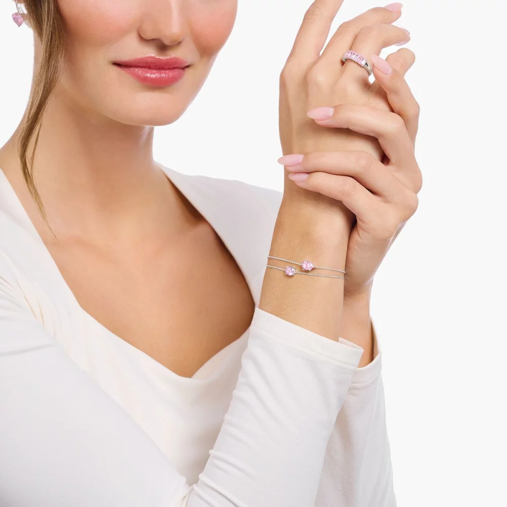 Thomas Sabo Armband Mit Zirkonia Tropfen Länge 19 Cm Pink Silber A2159-051-9-L19V Thomas Sabo Armband Mit Zirkonia Tropfen Länge 19 Cm Pink Silber A2159-051-9-L19V