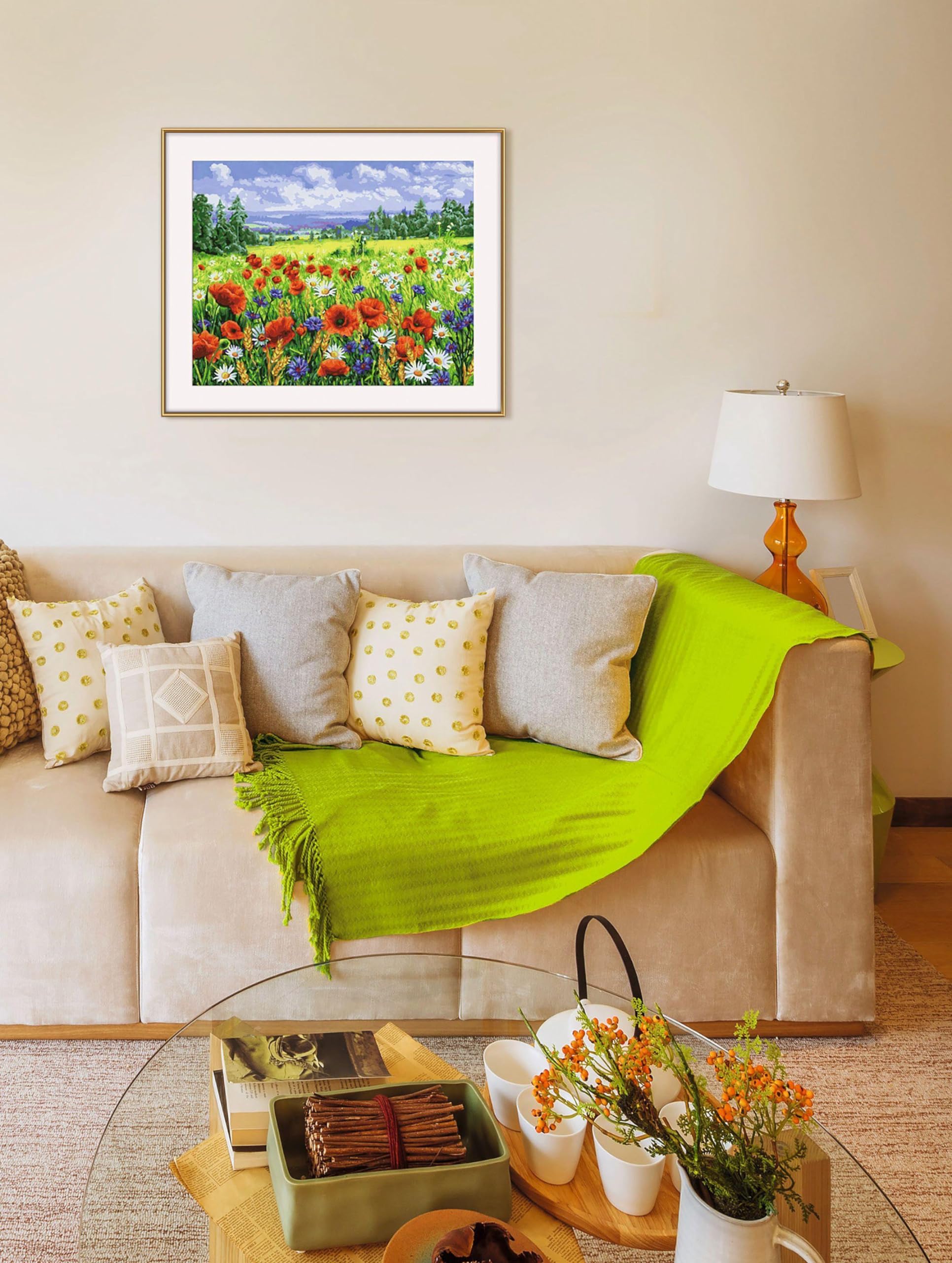 Schipper Mnz - Blumenwiese - Malset Mit Bunter Blumenpracht 609130824 Kissen, Dekoration für Zuhause, Couch, Innenarchitektur, Malerei