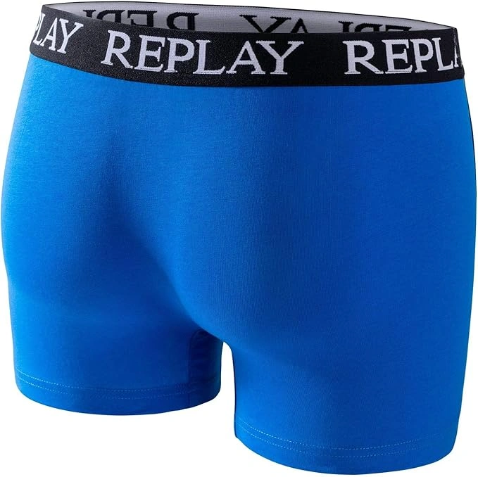 REPLAY Herren Boxershorts I101005BB - Blau/Schwarz, 2er Pack Cotton-Stretch GR. L REPLAY Herren Boxershorts I101005BB - Blau/Schwarz, 2er Pack Cotton-Stretch GR. L