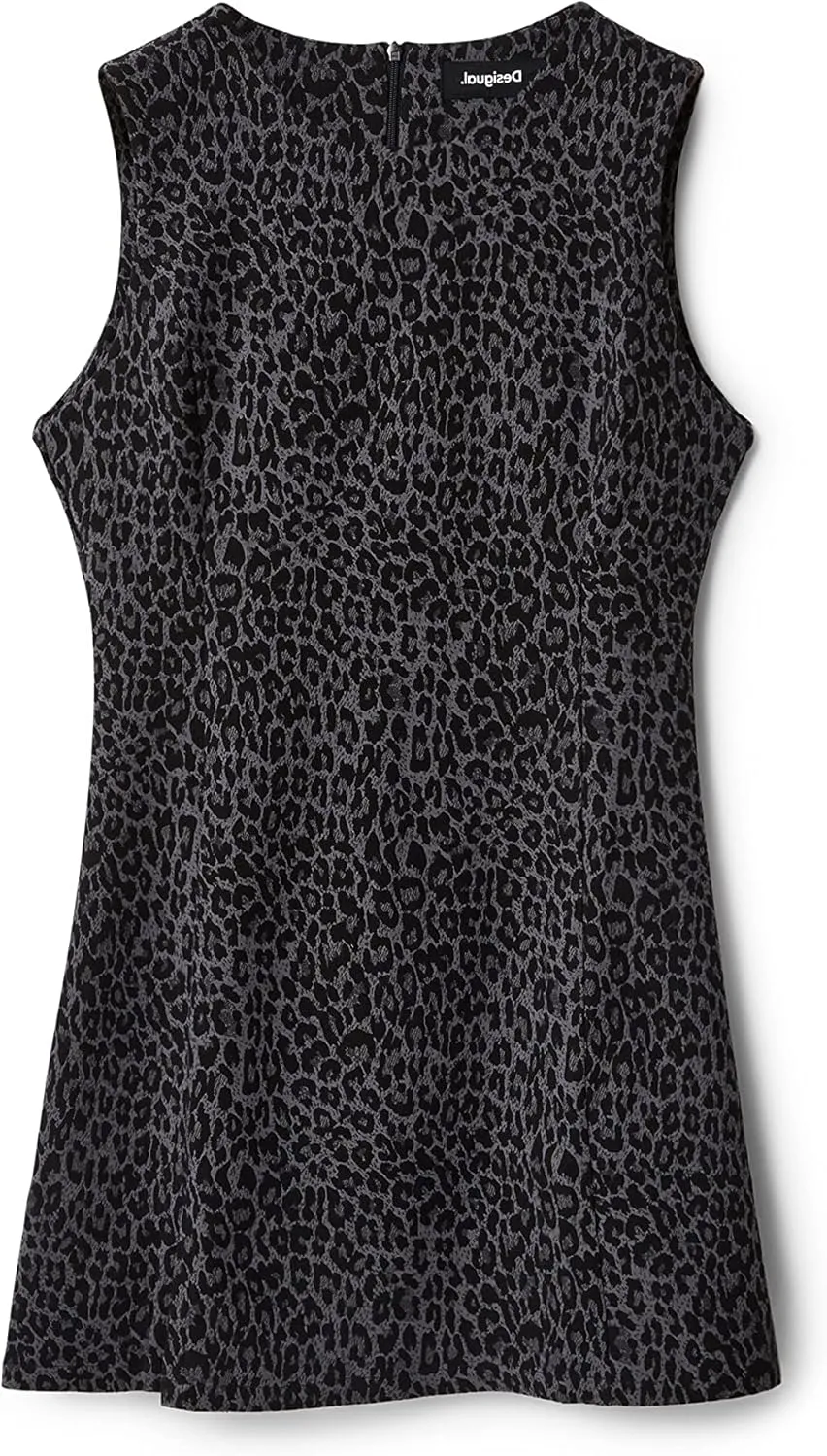 Desigual Damen Kleid - Schwarzes Kleid mit Animal-Print 22WWVW282022 GR. M