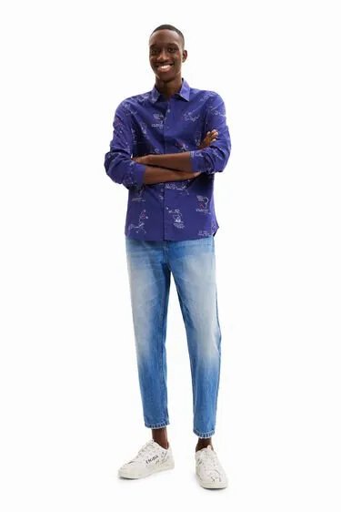 Desigual Herren Hemd - Blau, Bedruckt 22WMCW325158 GR. M Desigual Herren Hemd - Blau, Bedruckt 22WMCW325158 GR. M