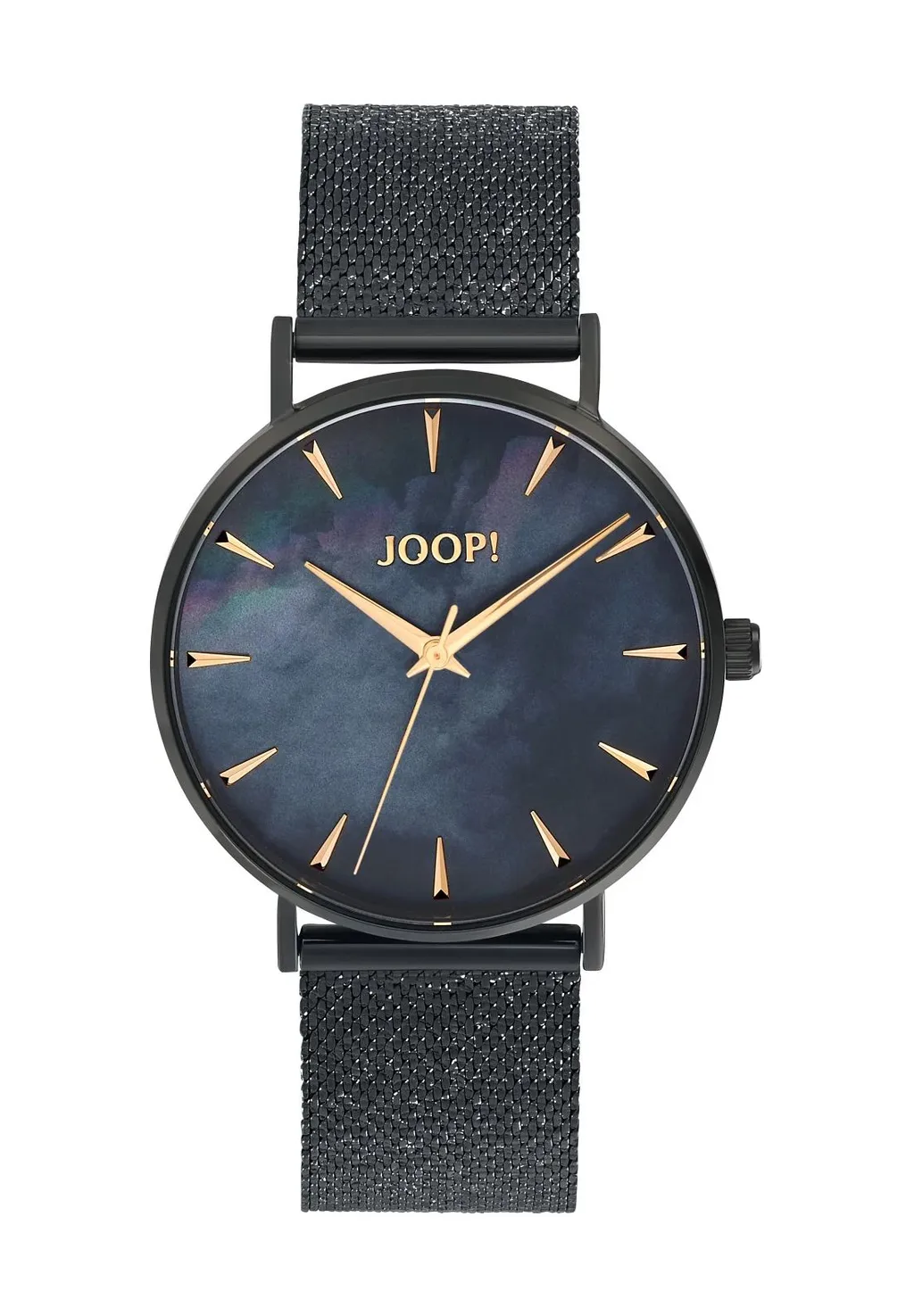 JOOP! Uhr - aus schwarzem Edelstahl, Perlmutt-Zifferblatt mit Regenbogeneffekt, Mesh-Armband, Citizen Miyota Uhrwerk, wasserdicht bis 5 bar, Damen JOOP! Uhr - aus schwarzem Edelstahl, Perlmutt-Zifferblatt mit Regenbogeneffekt, Mesh-Armband, Citizen Miyota Uhrwerk, wasserdicht bis 5 bar, Damen