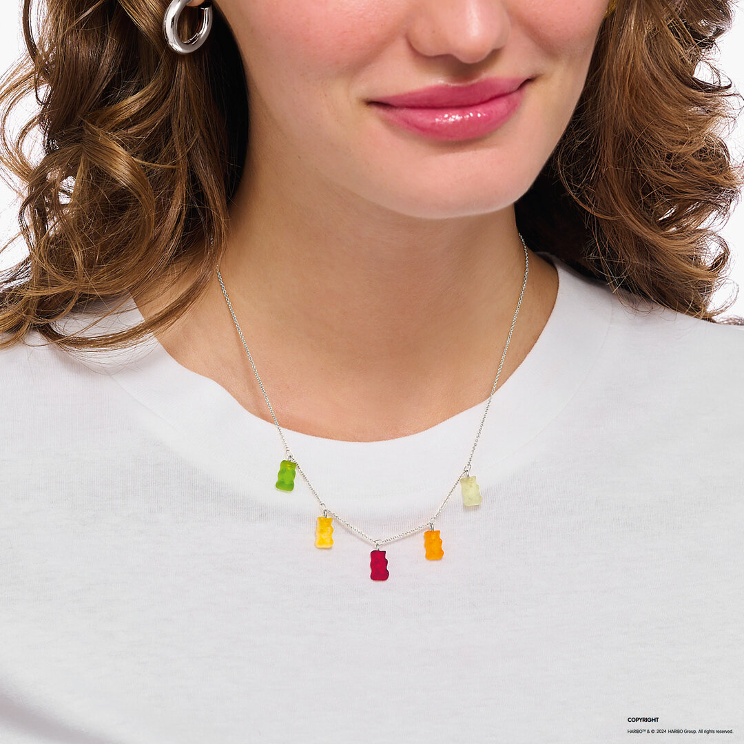 Thomas Sabo Kette Haribo Mit Goldbär Bunt Länge 45 Cm Silber KE2205-017-7-L45V Zubehor, Anhänger, Schmuck, Halskette