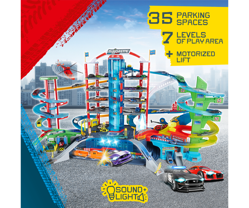 Majorette Super City Garage + 6 Vehicles
