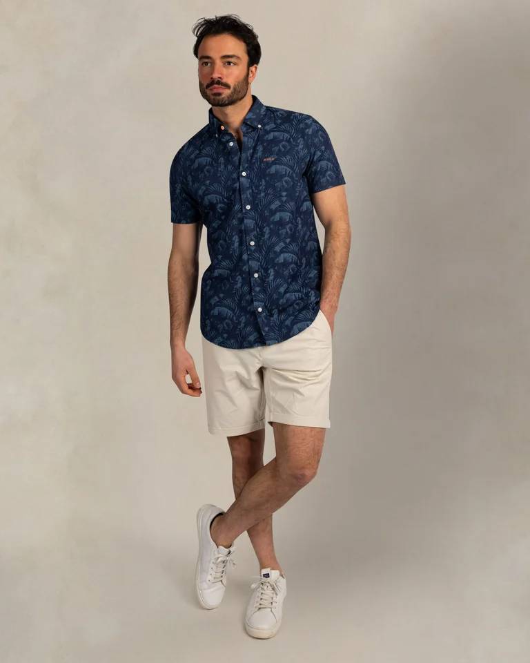 NZA 26CN559SNS/XXL Hemd - Kurzarm / Blau / Palmen - XXL