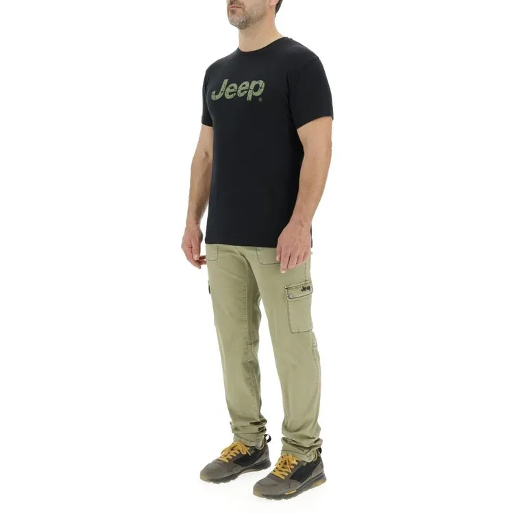 JEEP Herren T-Shirt O103354BK - Schwarz mit großem Logo-Print GR. XXL JEEP Herren T-Shirt O103354BK - Schwarz mit großem Logo-Print GR. XXL