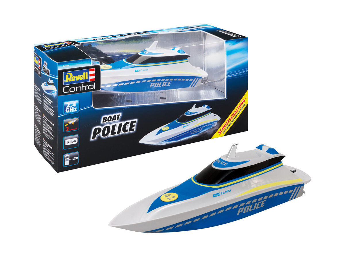 Revell_24138_RC_Boot_\"Police\"_Revell_Control_Ferngesteuertes_Polizeiboot Revell_24138_RC_Boot_\"Police\"_Revell_Control_Ferngesteuertes_Polizeiboot, Wasser