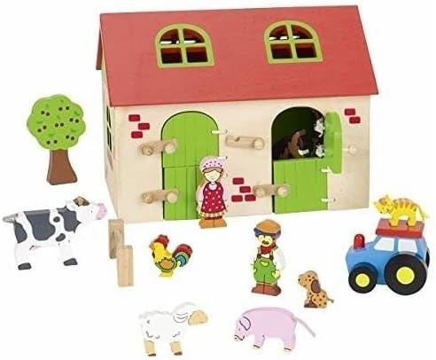 GOKI, 58497, Mein, Bauernhof, Spielset, mit, Figuren, aus, Holz, Person, Spielbereich