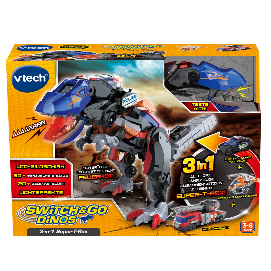 VTech Switch & Go 3-in-1 Super-T-Rex 80-549504 VTech, Switch, &, Go, 3-in-1, Super-T-Rex, 80-549504, Spielzeug, Maschine, Rad