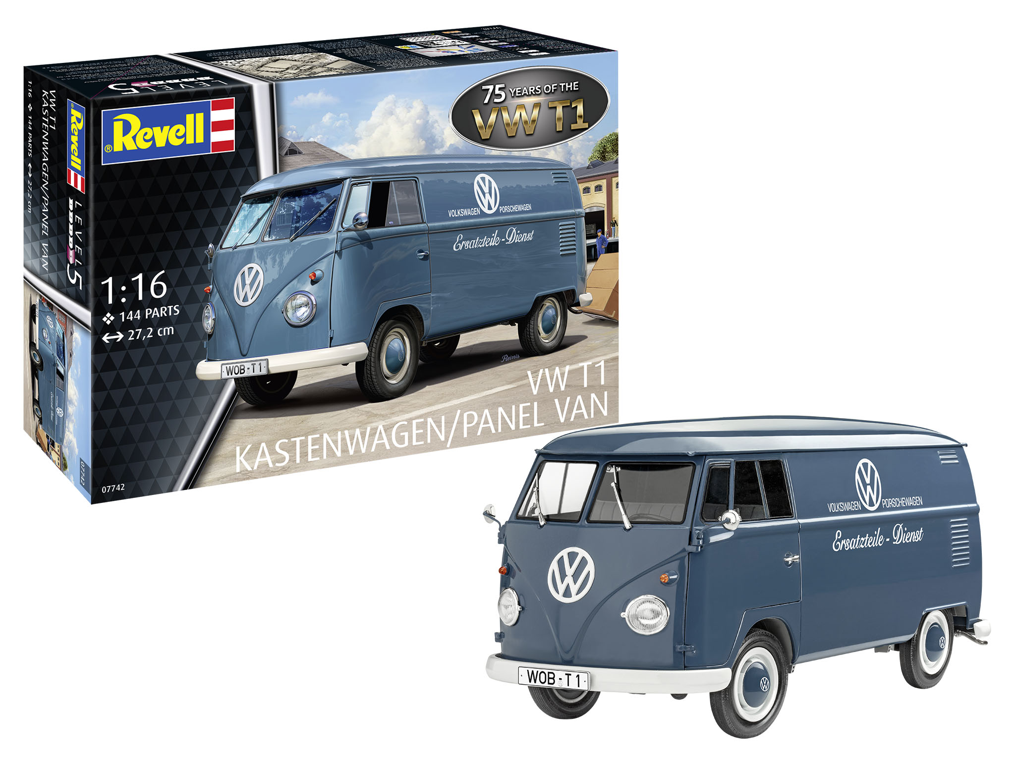 Revell 07742 VW T1 Panel Van. 75 Years Jubiläumsmodell Revell, 07742, VW, T1, Panel, Van., 75, Years, Jubiläumsmodell, Wohnwagen, Lieferwagen, Fahrzeug, Auto, Rad