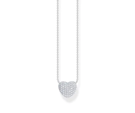 Thomas, Sabo, Kette, Mit, Herz, Steine, Länge, 45, Cm, Weiß, Silber, KE2277-051-14-L45V