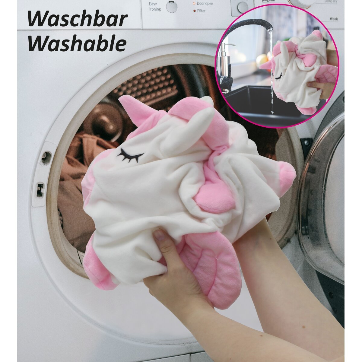 JAMARA Hüpftier Einhorn HoppyDoo mit Plüschbezug und Pumpe ab 12 Monaten