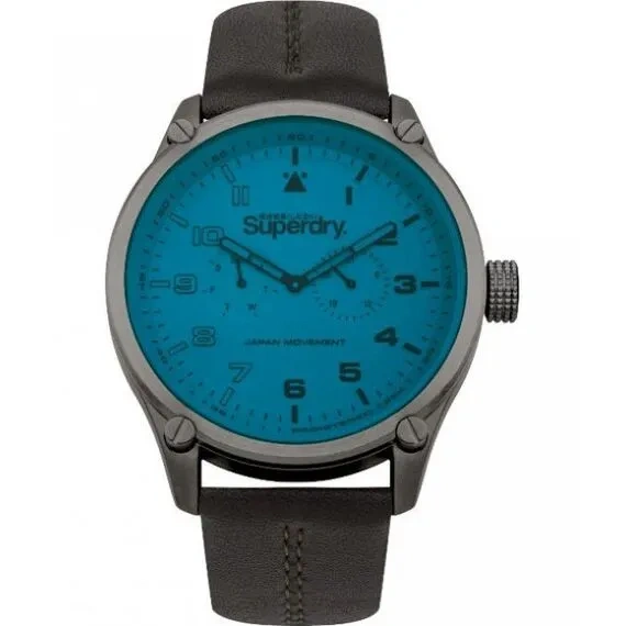 Superdry SYG208UBR - Herren-Analoguhr, 48 mm, Leder Braun