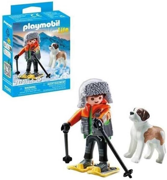 PLAYMOBIL 71741 My Life: Wanderer mit Bernhardiner im Schneeset Figur, Person, Stativ, Hund, Handschuh