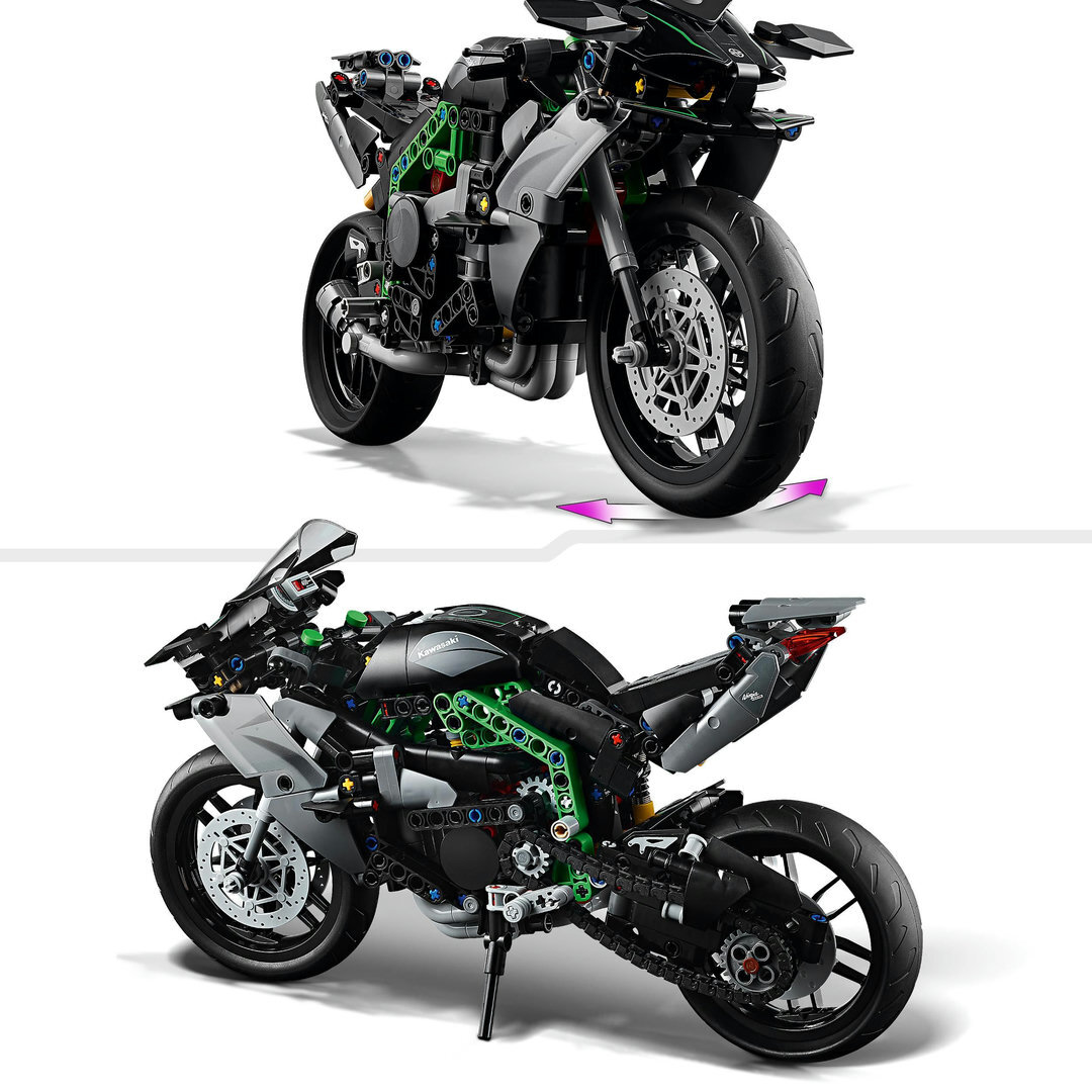 LEGO® Technic Kawasaki Ninja H2R Motorrad 42170 Maschine, Sprach, Motor, Motorrad, Rad