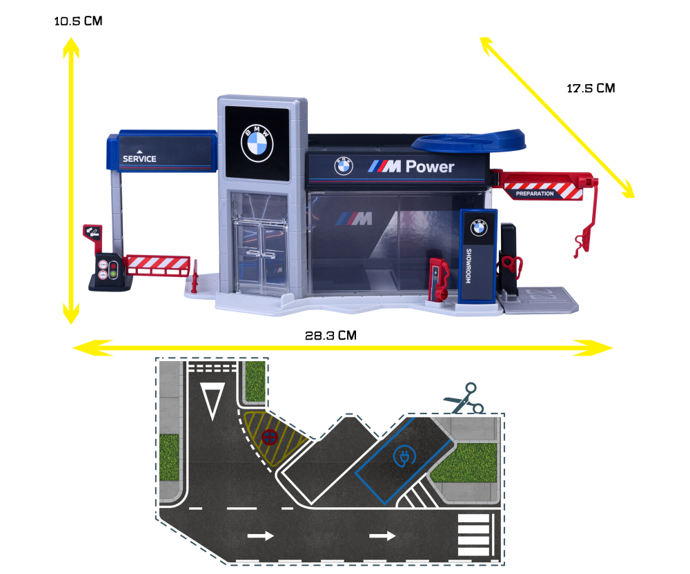 Majorette BMW Showroom Set + 1 Vehicle