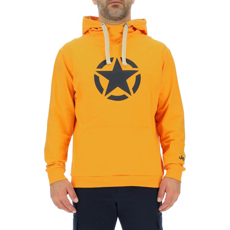 JEEP Herren Kapuzenpullover O102717YE - Gelb mit großem Jeep-Star-Print GR. XXL Strickwaren, Pullover, Sweatshirt, Kapuzenpulli, Kapuze