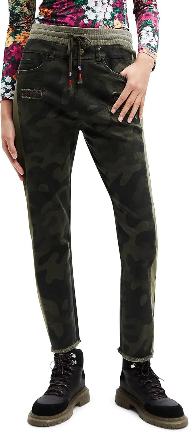 Desigual Damen Hose - Camouflage Chino Pants mit Kordelzug 22WWPN134086 GR. XS Desigual Damen Hose - Camouflage Chino Pants mit Kordelzug 22WWPN134086 GR. XS