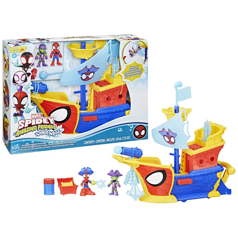 MARVEL Spidey Webs Ahoi Piratenschiff mit Seifenblasen