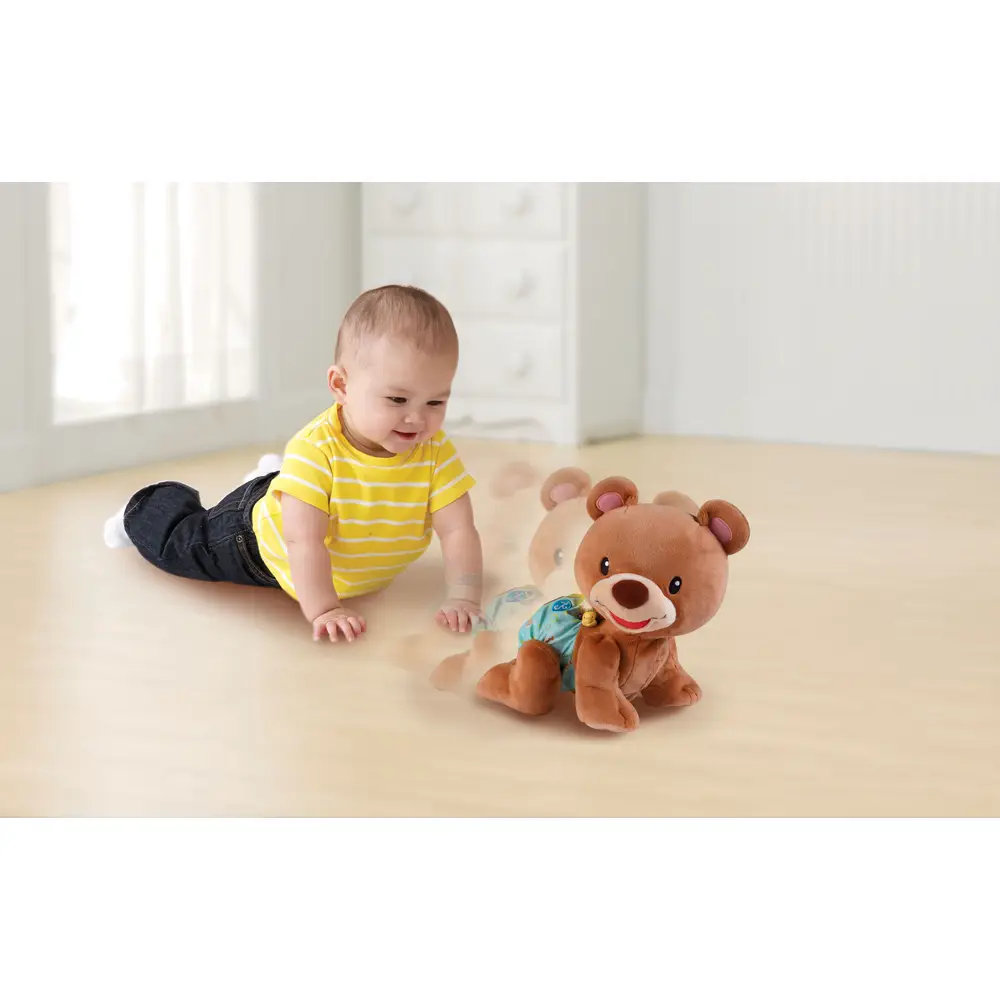 VTech Krabbel-mit-mir-Bär krabbelnder Lernbär mit Farben & Formen-Tasten, ab 9 Monaten VTech Krabbel-mit-mir-Bär animiert Kinder zum Krabbeln, drückt man Herz-Taste, bewegt er sich; mit Formen- und Farb-Lerntasten, ab 9 Monaten,