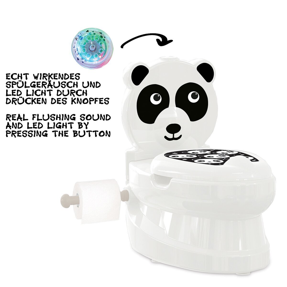 JAMARA Meine kleine Toilette Panda mit Spülsound und Toilettenpapierhalter ab 18 Monaten