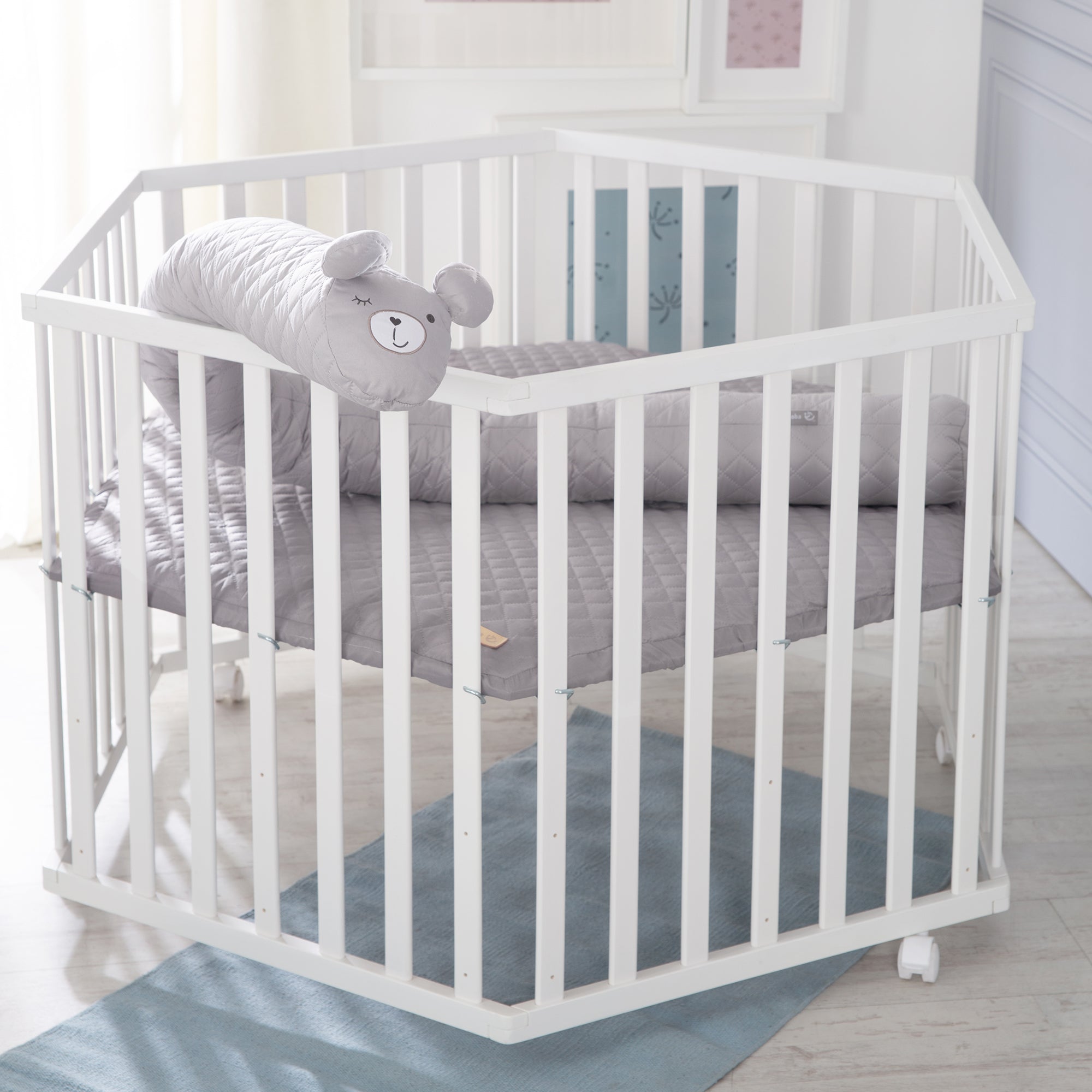 Roba 202500WEV2302 Set Laufgitter inkl. Matratze grau weiß - Produktbild 5