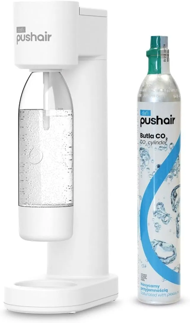PEARLCO 079058 DAFI Wassersprudler Pushair inkl. CO₂-Zylinder und 0,7 l Flasche, Weiß PEARLCO 079058 DAFI Wassersprudler Pushair inkl. CO₂-Zylinder und 0,7 l Flasche, Weiß