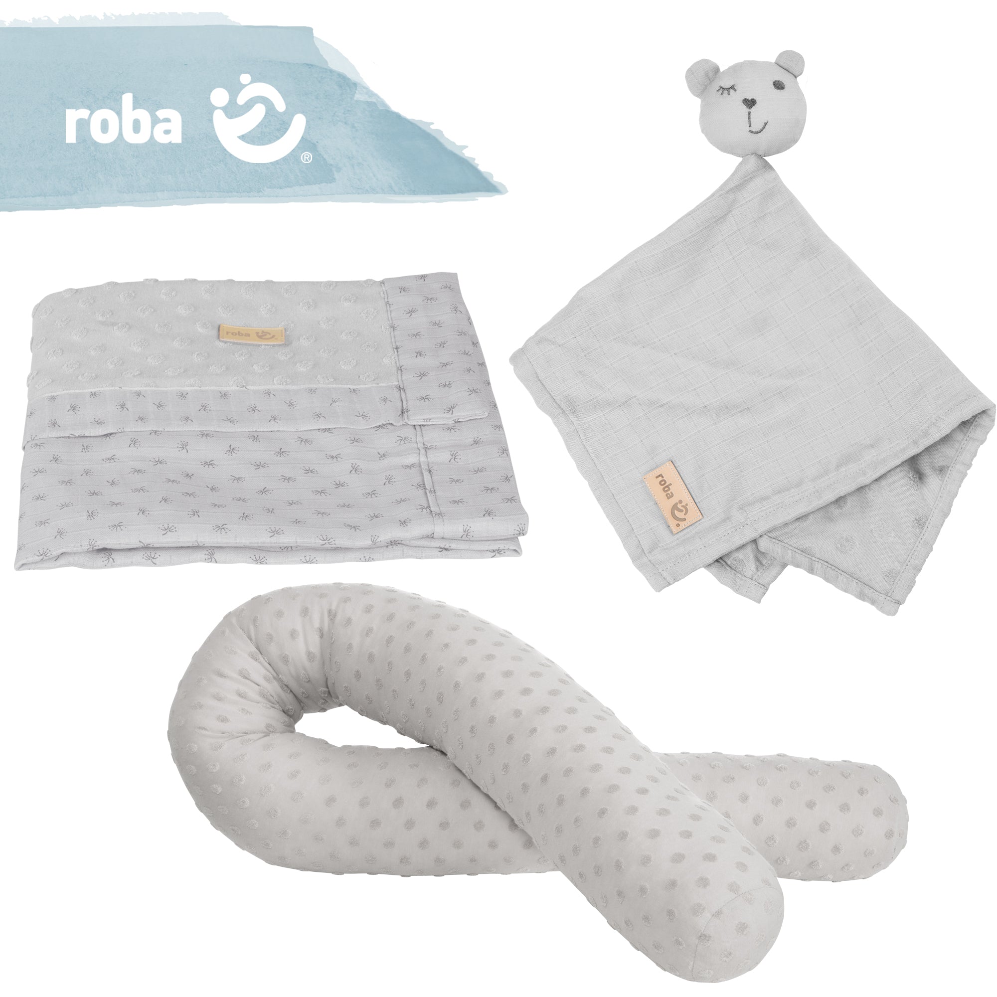 Roba 227S03T3 Geschenkset Baby Kuscheln & Spielen grau hellgrau – Heim Textilien - Bild 4 Roba 227S03T3 Geschenkset Baby Kuscheln & Spielen grau hellgrau – Heim Textilien - Produktbild 4