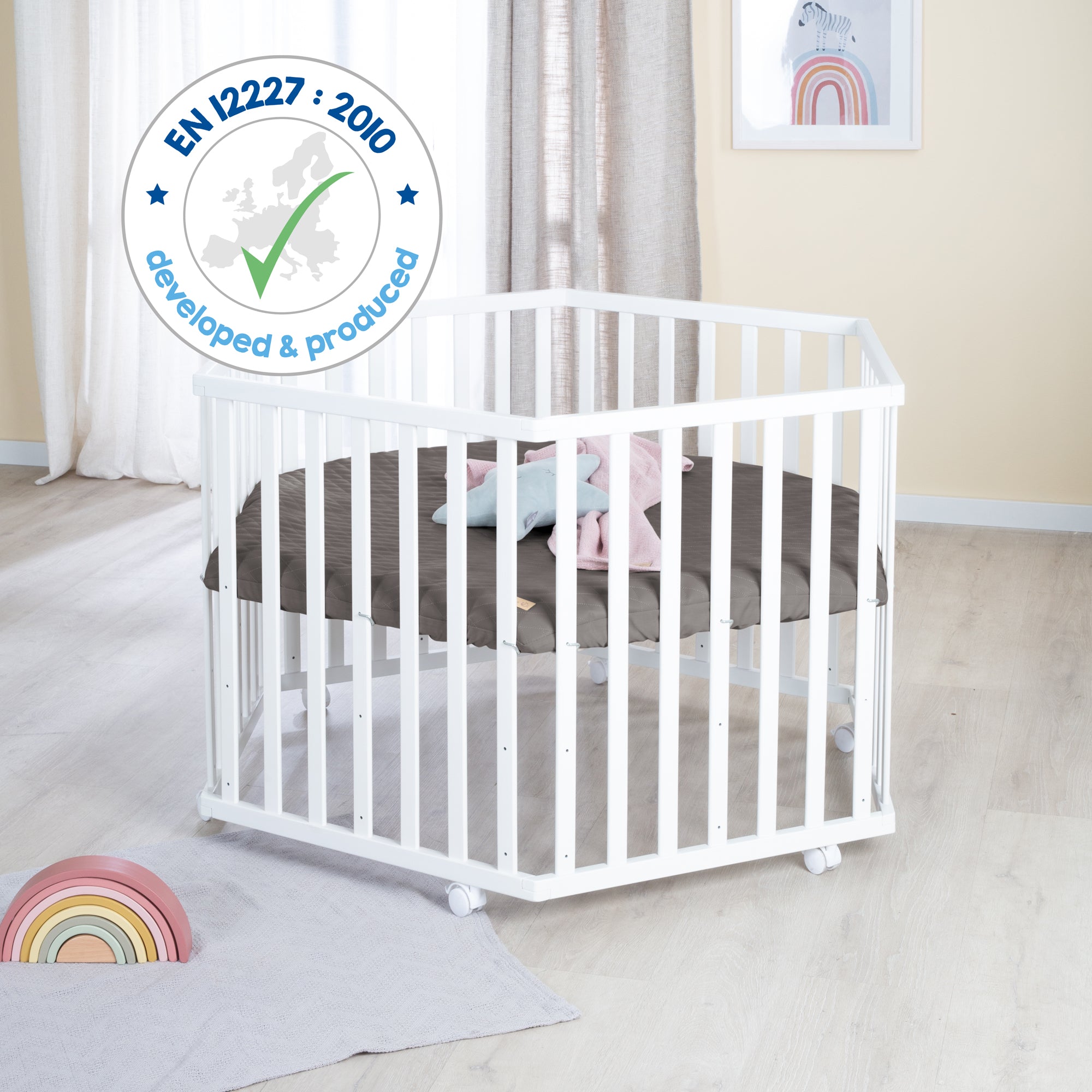 Roba 0232WEL250 Laufgitter 6-eckig Graphite gesteppt weiß - Produktbild 9