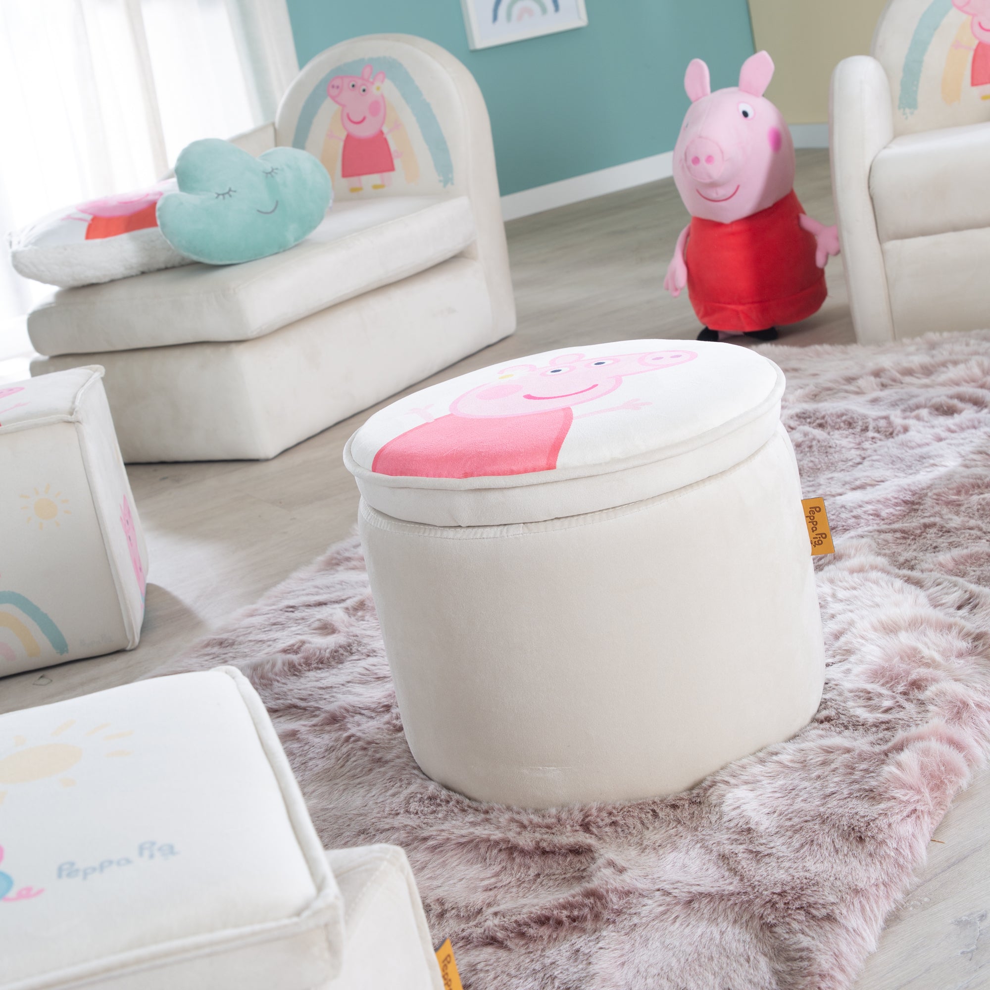 Roba 450142PP1 Kinderhocker rund Peppa Pig beige – Spielmöbel - Bild 5 Roba 450142PP1 Kinderhocker rund Peppa Pig beige – Spielmöbel - Produktbild 5
