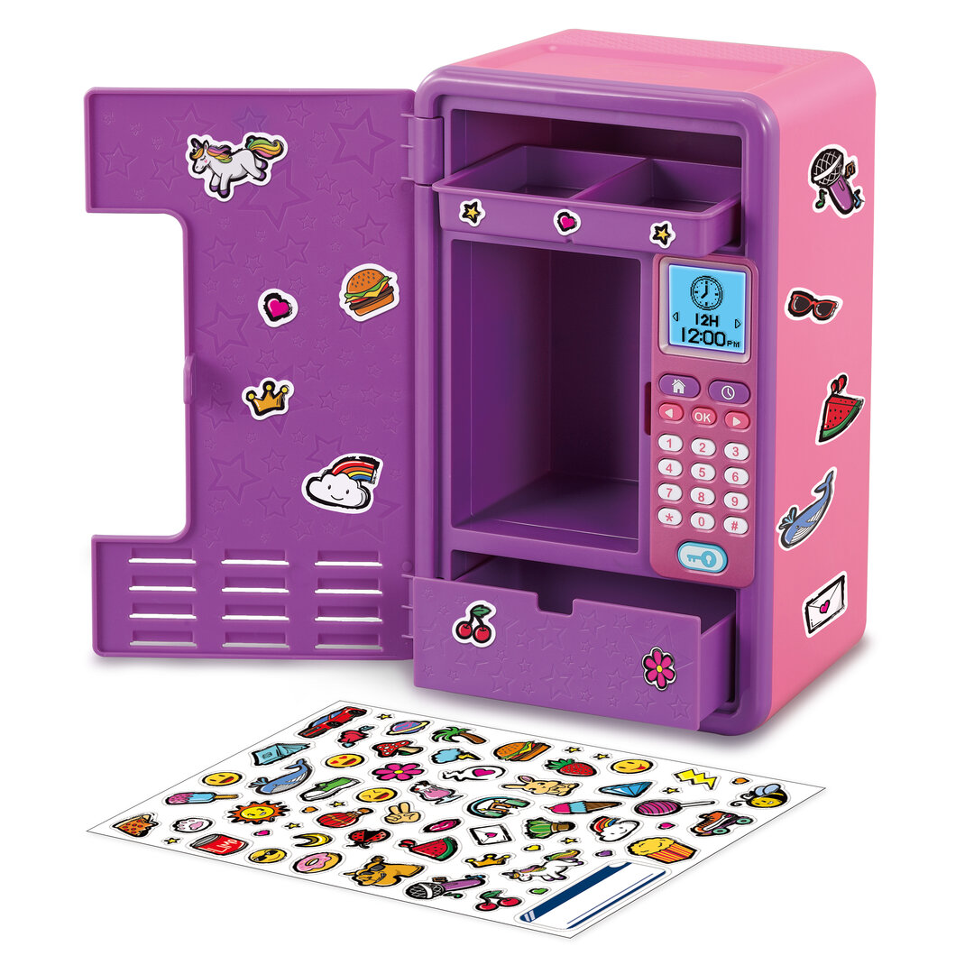 VTech Kidisecrets Traumtresor interaktiver Kindersafe ab 6 Jahren VTech Kidisecrets Traumtresor aus Kunststoff in Pink/Violett, Safe mit Zahlencode, LCD-Uhr, 6 Spiele, Wecker, Timer, 3 Lieder & 10 Melodien, 3 Fächer, Aufkleber, kindersicher ab 6 J.,