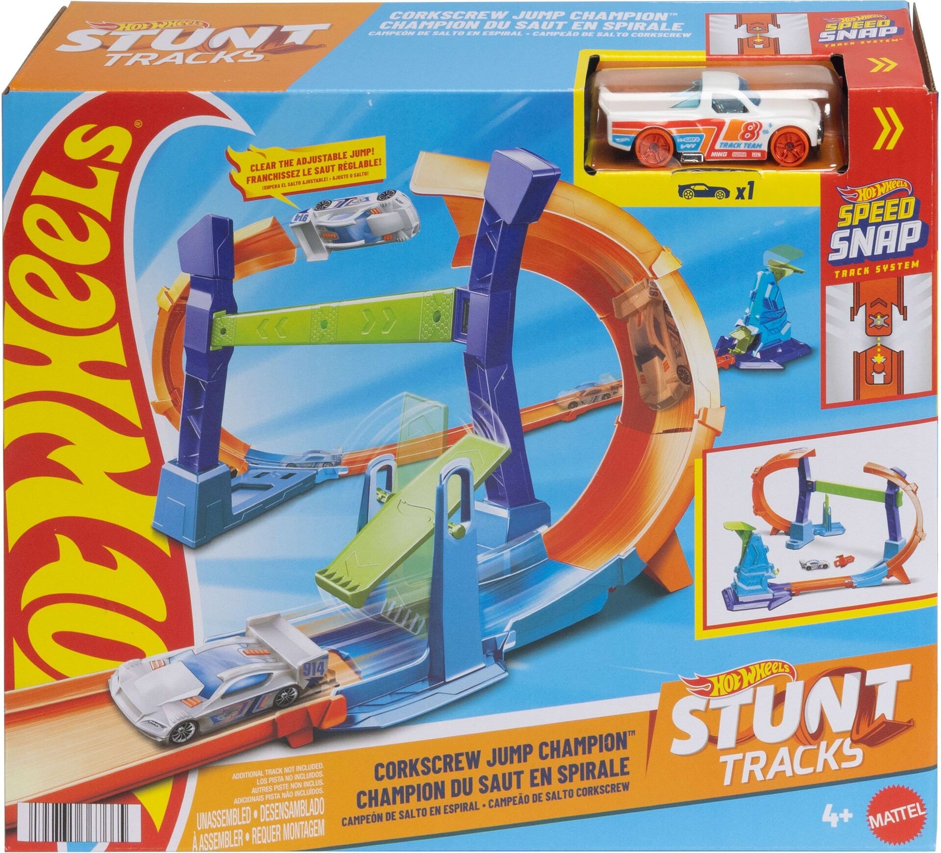 Produktfoto - Mattel - Hot Wheels Stunt Tracks - Corkscrew Jump Champion - Modell MATTEL JLM91
