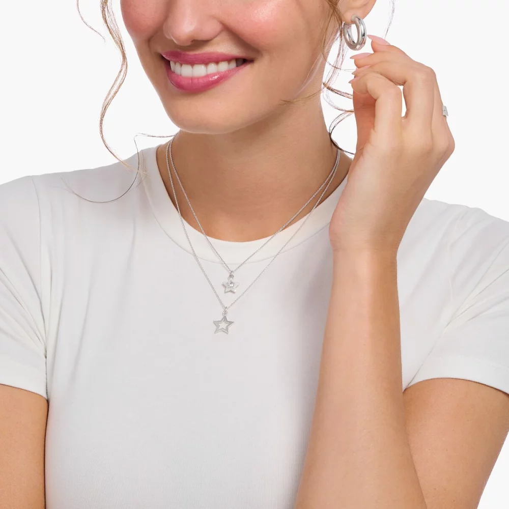 Thomas Sabo Kette Mit Anhänger Mit Stern Länge 45 Cm Silber KE2235-041-14-L45V Thomas Sabo Kette Mit Anhänger Mit Stern Länge 45 Cm Silber KE2235-041-14-L45V