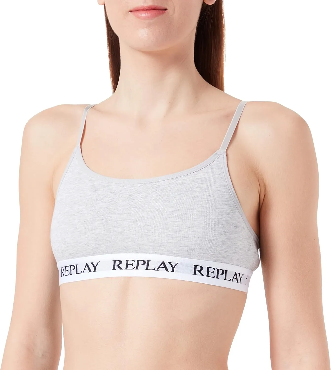 REPLAY Damen Bralette I101298GR - Grau, Casual Soft-BH aus Viskose-Baumwollmix GR. L