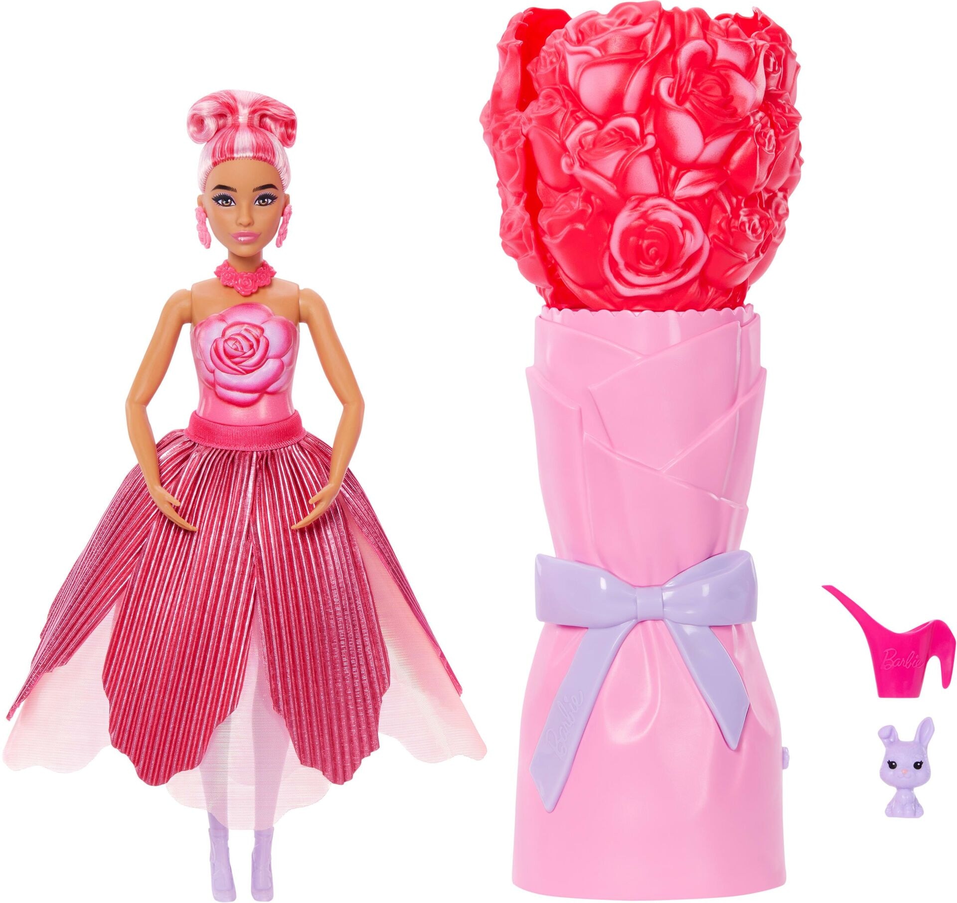Barbie Flower Surprise Puppe - rote Rose - Mattel - MATTEL JMF59 Puppe - Mattel - Barbie Flower Surprise Puppe - rote Rose - Modell MATTEL JMF59 Produktbild fuer Online-Shop