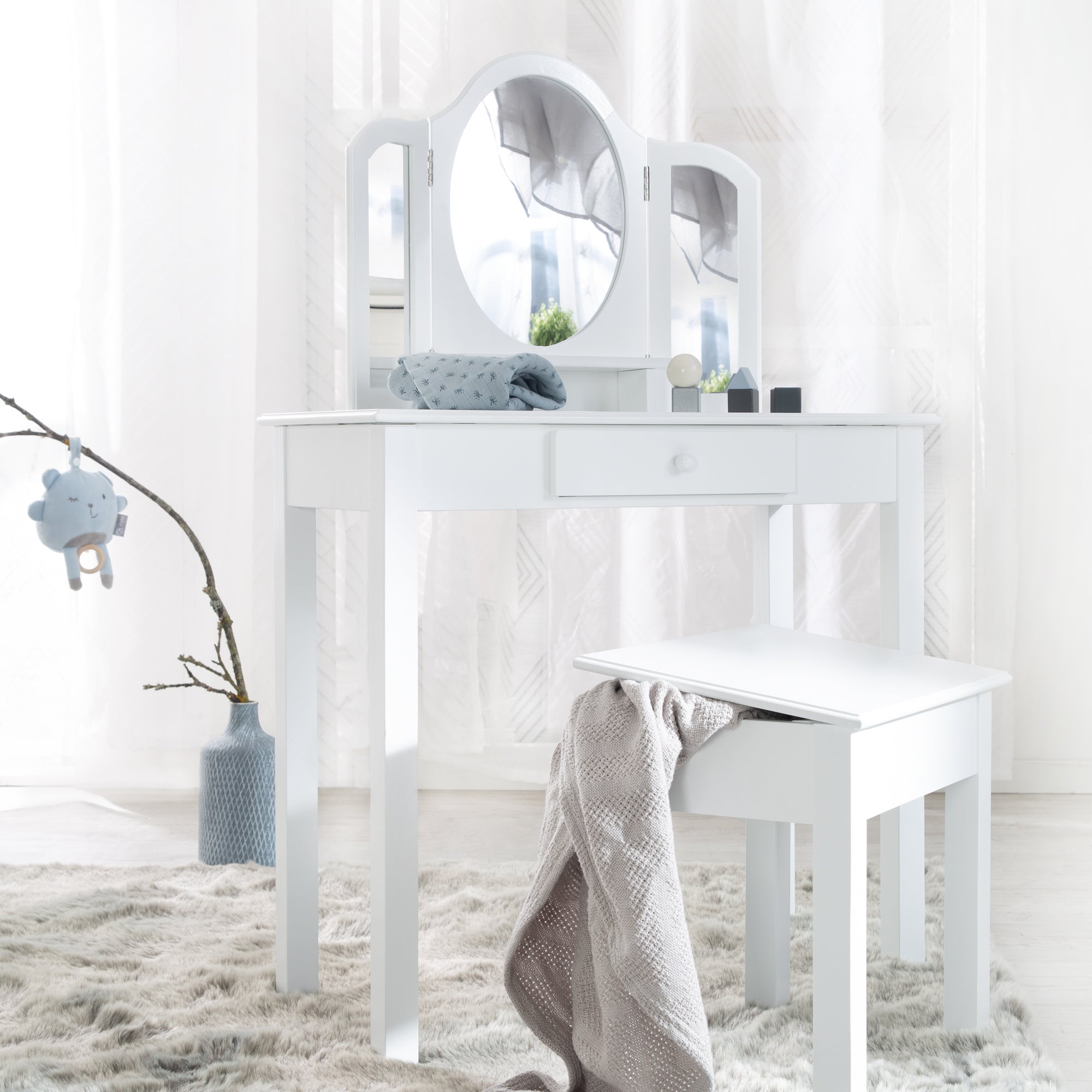Roba 450180WE Schminkset mit Hocker weiß – Spielmöbel - Bild 2 Roba 450180WE Schminkset mit Hocker weiß – Spielmöbel - Produktbild 2