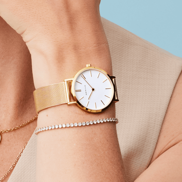 Bering 14134-331 Damenuhr, Milanaise, Gold/Weiß