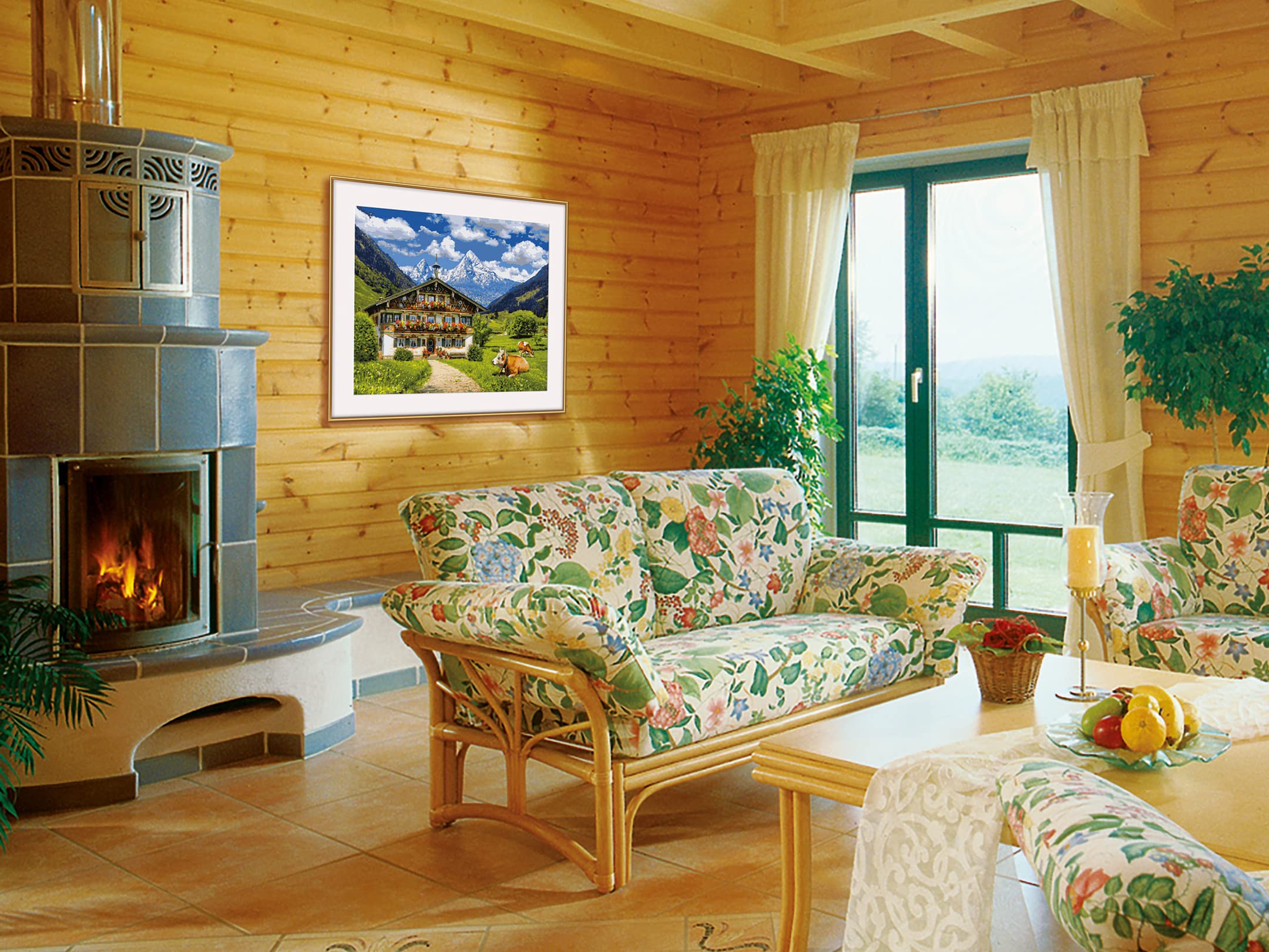 Schipper Mnz - Bergbauernhof - Idyllisches Malset Mit Alpenmotiv 609130857 Drinnen, Innenarchitektur, Kamin, Wohnzimmer, Kaffeetisch