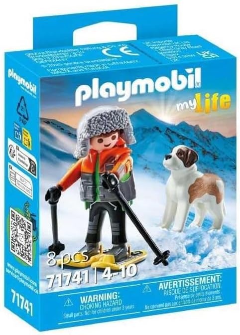 PLAYMOBIL 71741 - My Life: Wanderer mit Bernhardiner im Schneeset Weste, Rettungsweste, Handschuh, Figur, Person
