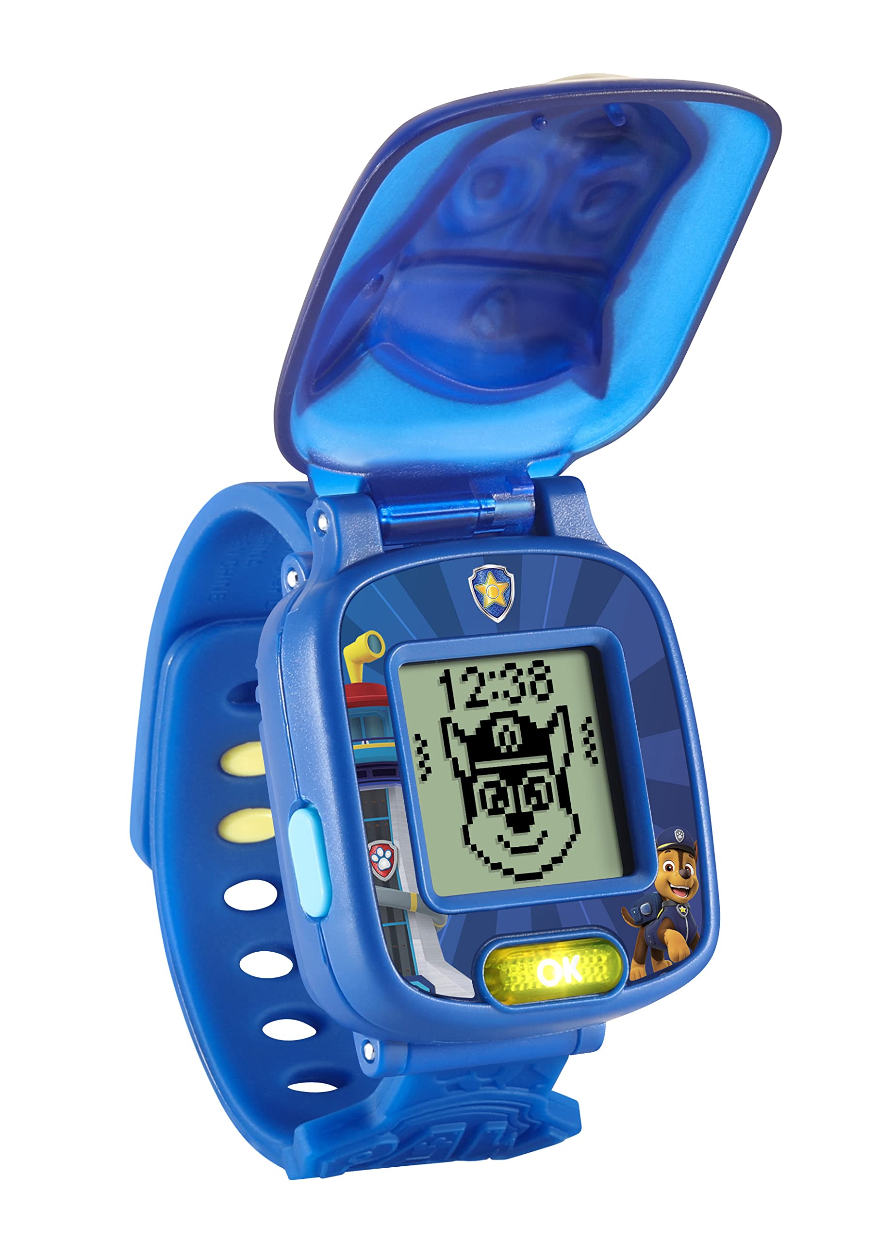 VTech Chase-Lernuhr interaktive Kinderuhr mit Lernspielen ab 3 Jahren VTech Chase-Lernuhr aus Kunststoff mit Chase-Design, 10 Ziffernblättern, Wecker, Timer, Stoppuhr, 4 Lernspiele, Originalstimme, kindersicher, ab 3 J., Computerausrüstung, Elektronik, Überwachen, Bildschirm, Armbanduhr