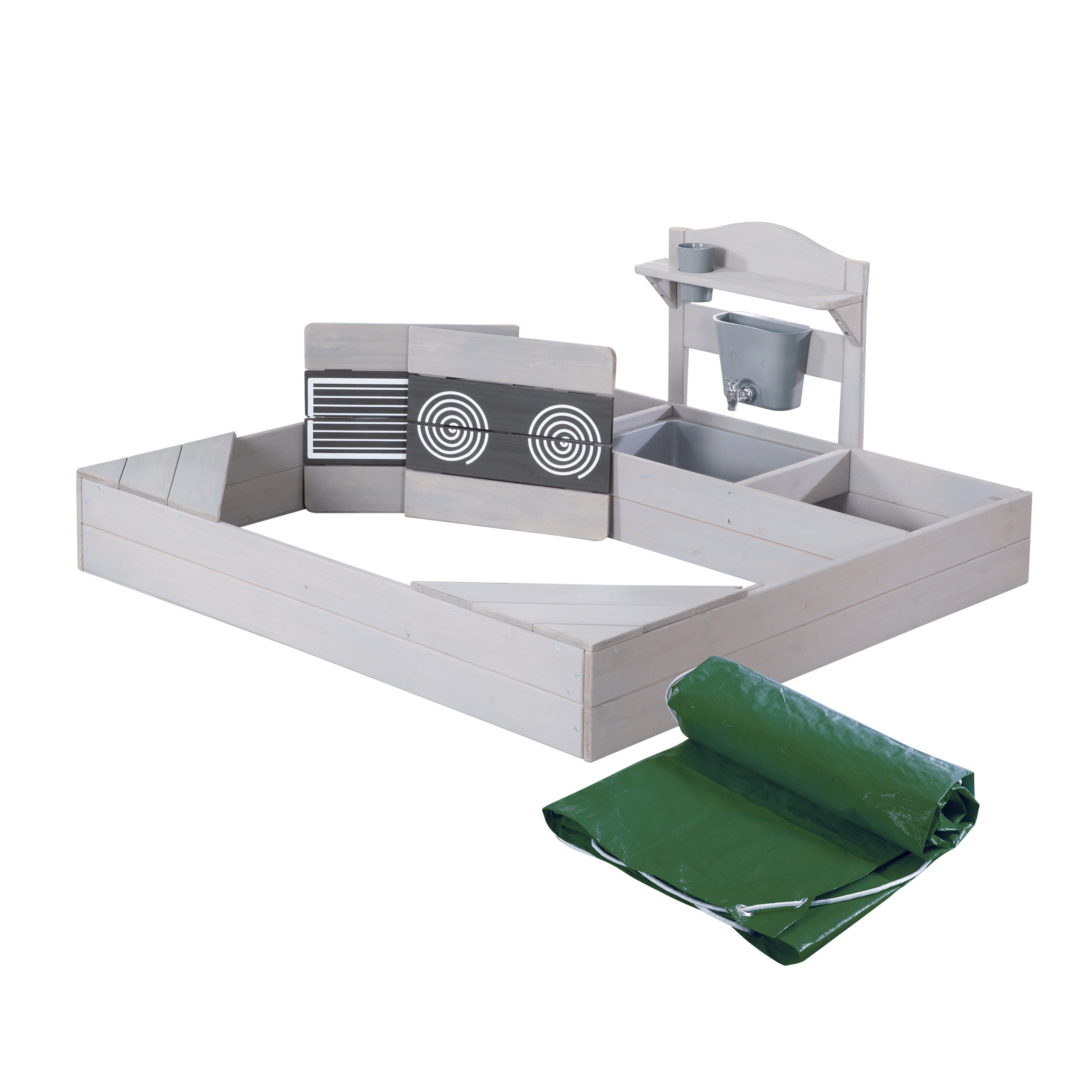 Roba 456061GAZU Sandkasten mit Matschküche + Plane grau – Outdoor + - Bild 1 Roba 456061GAZU Sandkasten mit Matschküche + Plane grau – Outdoor + - grau - Outdoor + - Produktbild 1