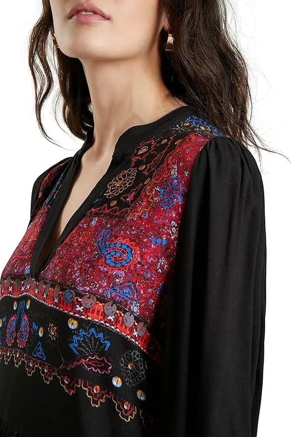 Desigual Damen Kleid „Boho Embroidery“ - Schwarz mit Muster 21WWVW492000 GR. M Desigual Damen Kleid „Boho Embroidery“ - Schwarz mit Muster 21WWVW492000 GR. M
