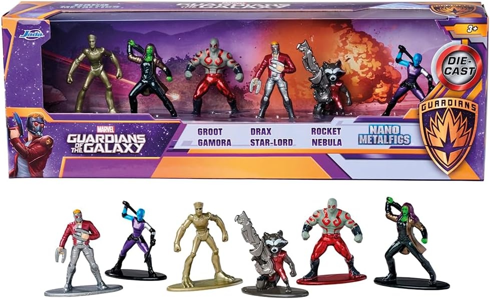 Jada 253224002 MARVEL Guardians of the Galaxy Figuren 6er-Pack aus Metall Jada, 253224002, MARVEL, Guardians, of, the, Galaxy, Figuren, 6er-Pack, aus, Metall, Person, Erwachsener, Männlich, Mann, Figur