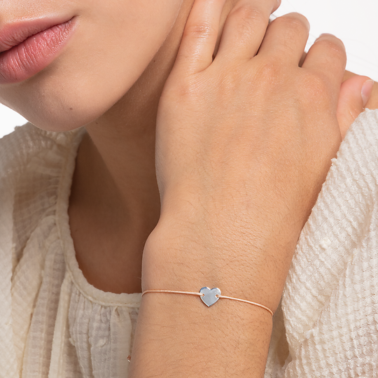 Thomas Sabo Armband Charm-Club Rosa Herz Silber Länge 20 Cm A1996-173-19 Zubehor, Diamant, Person, Handgelenk, Frau
