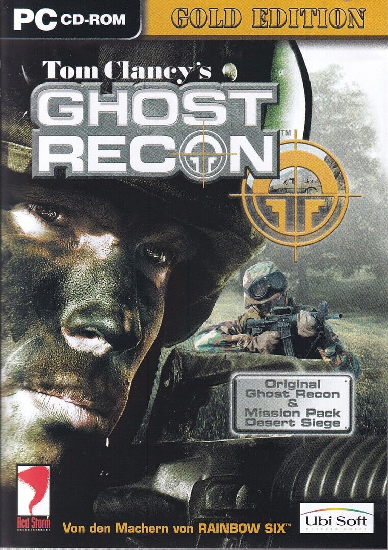 PC_Ghost_Recon_Gold_Edition, Buch, Veröffentlichung, Werbung, Gesicht, Pistole